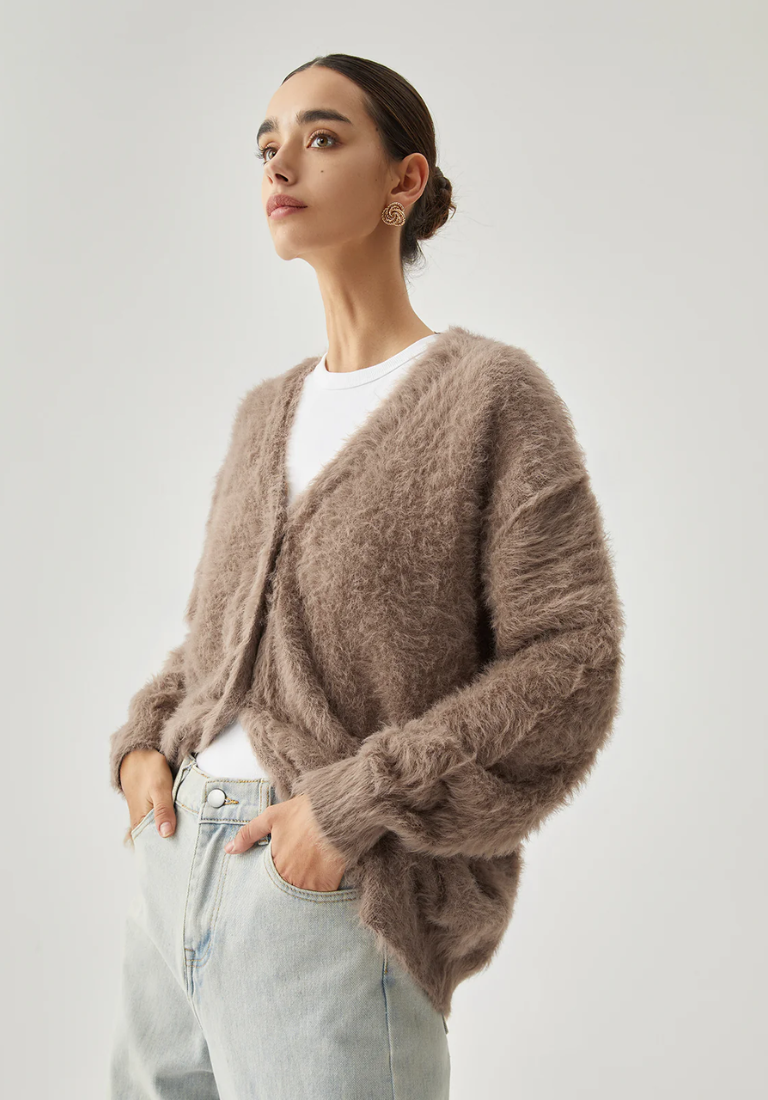 Button-down Fuzzy Cardigan